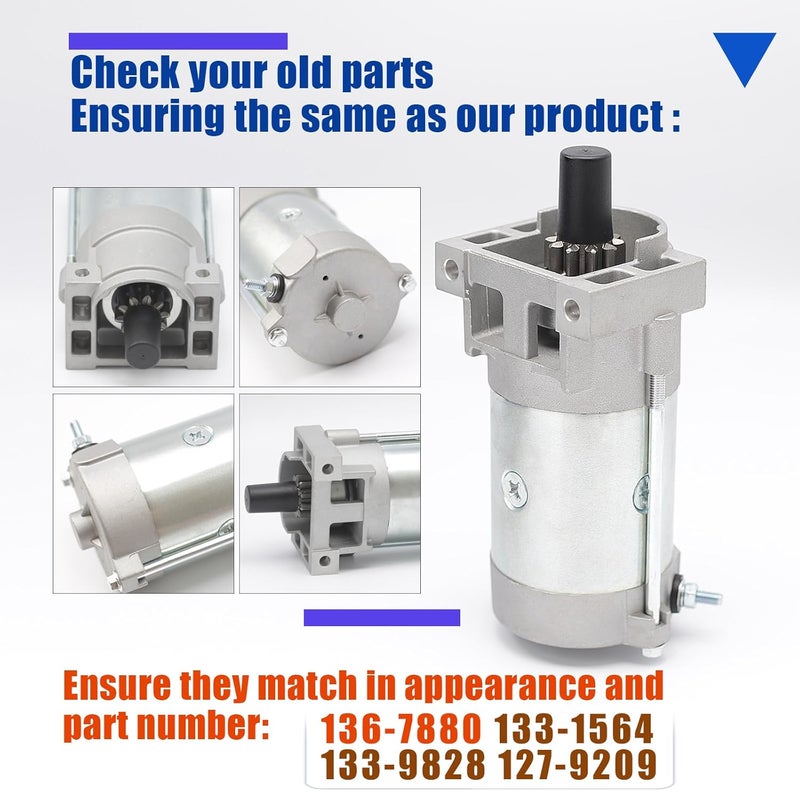 TUTUSIA 136-7880 Starter Motor for 2P77F Engines Compatible with Toro Timecutter and More Replaces 133-1564 127-9209 133-9828, Replacement for Predator 708cc 22hp Vertical V-Twin Engine 62879 - Image 2